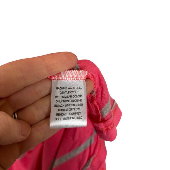 NWT Inspire Maternity Pink Gray Striped Short Sleeve Top Women's Large - Picture 3 of 4